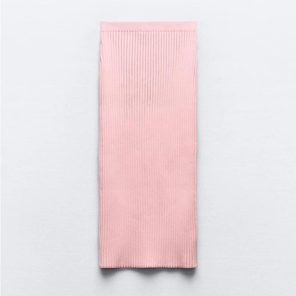 Zara Pink Ribbed Knit Two-Piece Skirt Set